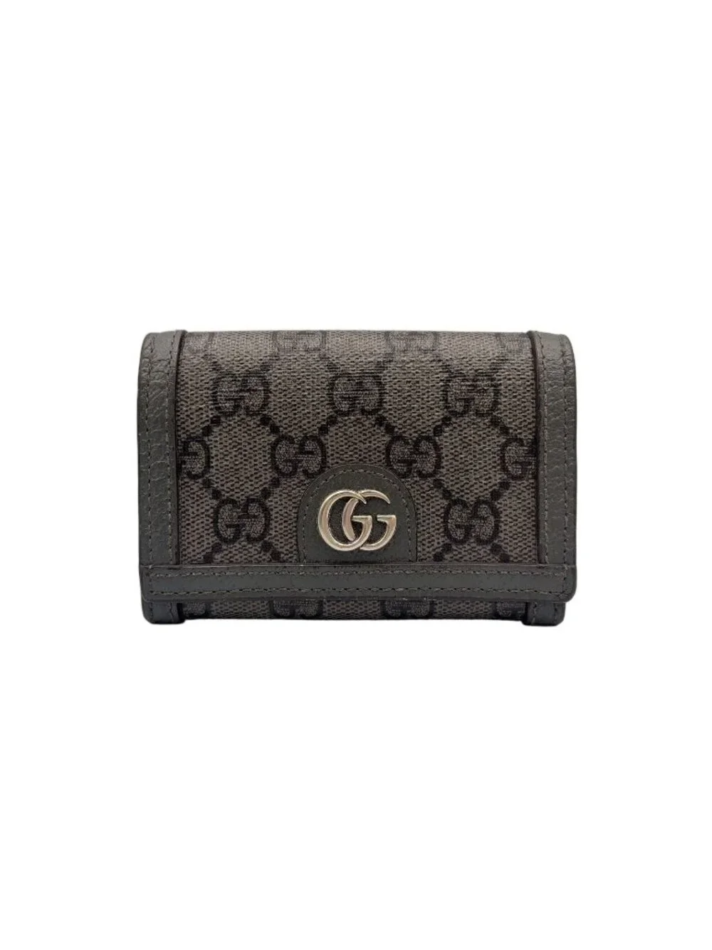 Gucci Ophidia GG Supreme Bifold Business Card Holder Leather Gray Case Silver - Picture 1 of 12